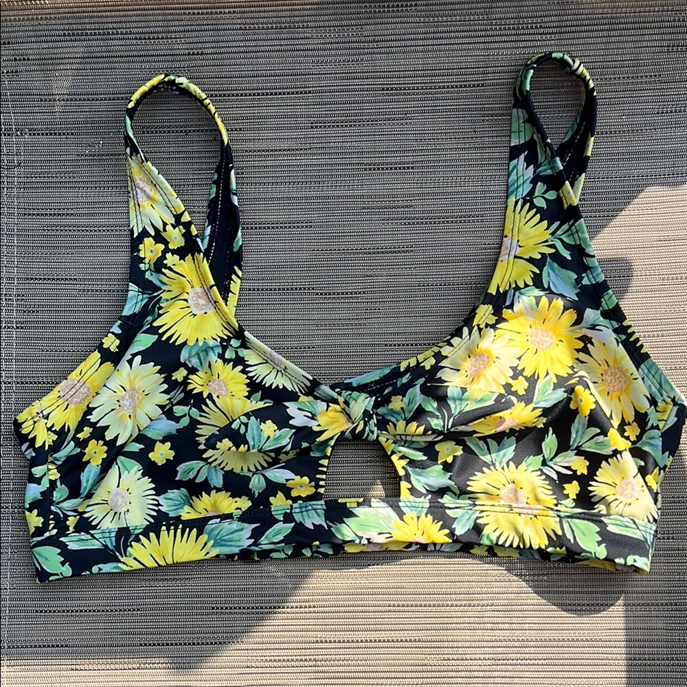 Old Navy Floral Bikini Top - Black and Yellow